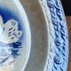 Hollow plate Moulin des Loups Hamage France, blue and white swan decoration.