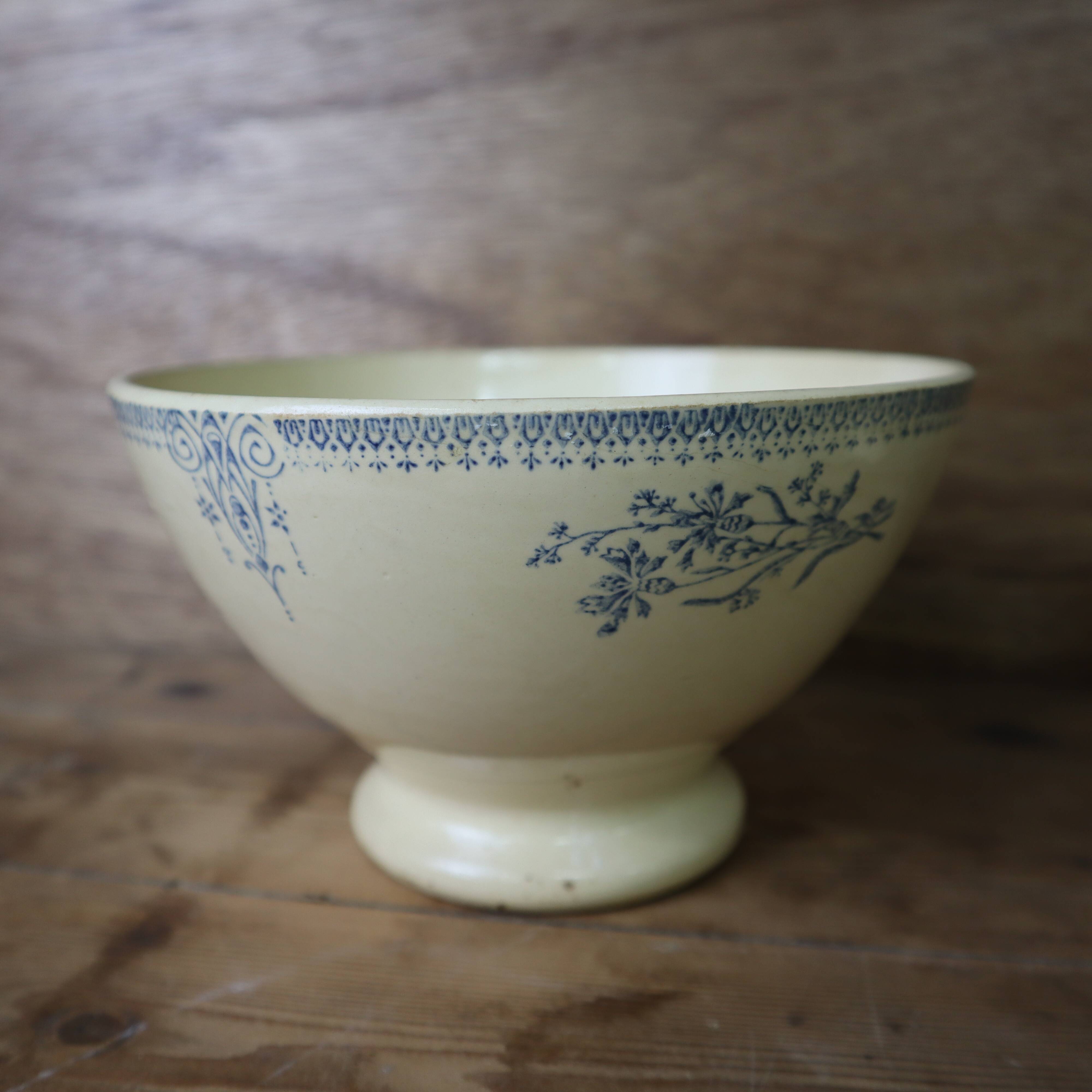 Set of 2 old large Terre de Fer bowls Digoin Sarreguemines