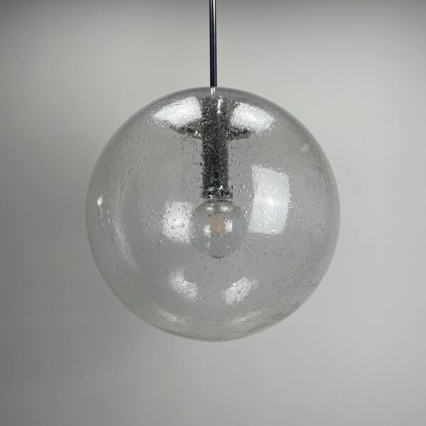 Suspension à globe en verre à bulles par Peill & Putzler 1970