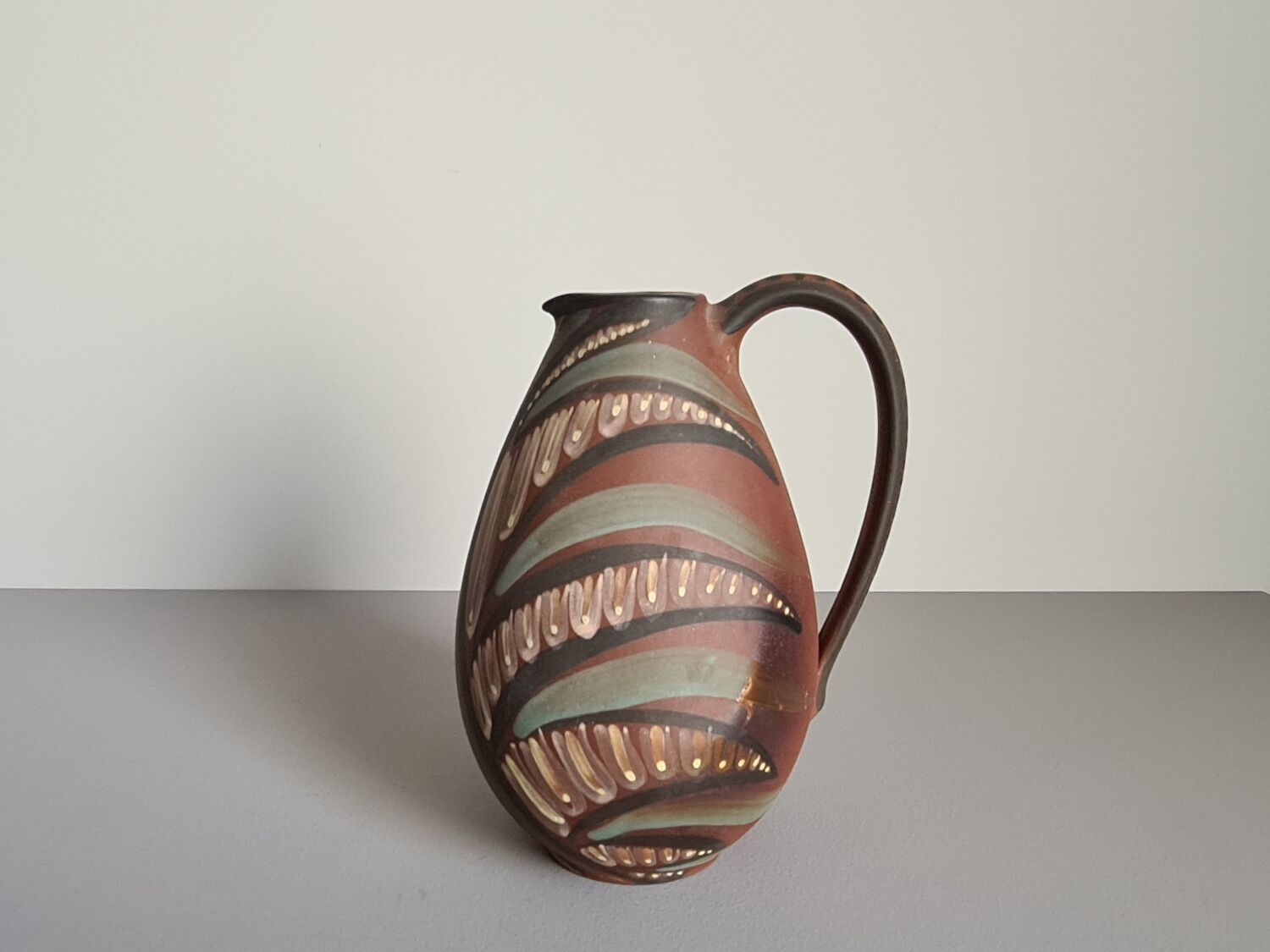 60 year pitcher / arts and crafts / collectible ceramics / vintage / signed / Mid-Century