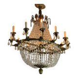 Oval-Shaped Pearl and Bronze Bag Chandelier, Circa 1900