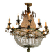 Oval-Shaped Pearl and Bronze Bag Chandelier, Circa 1900