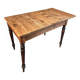 Vintage French pine table with extendable side, circa 1930, suitable for kitchen or office use.