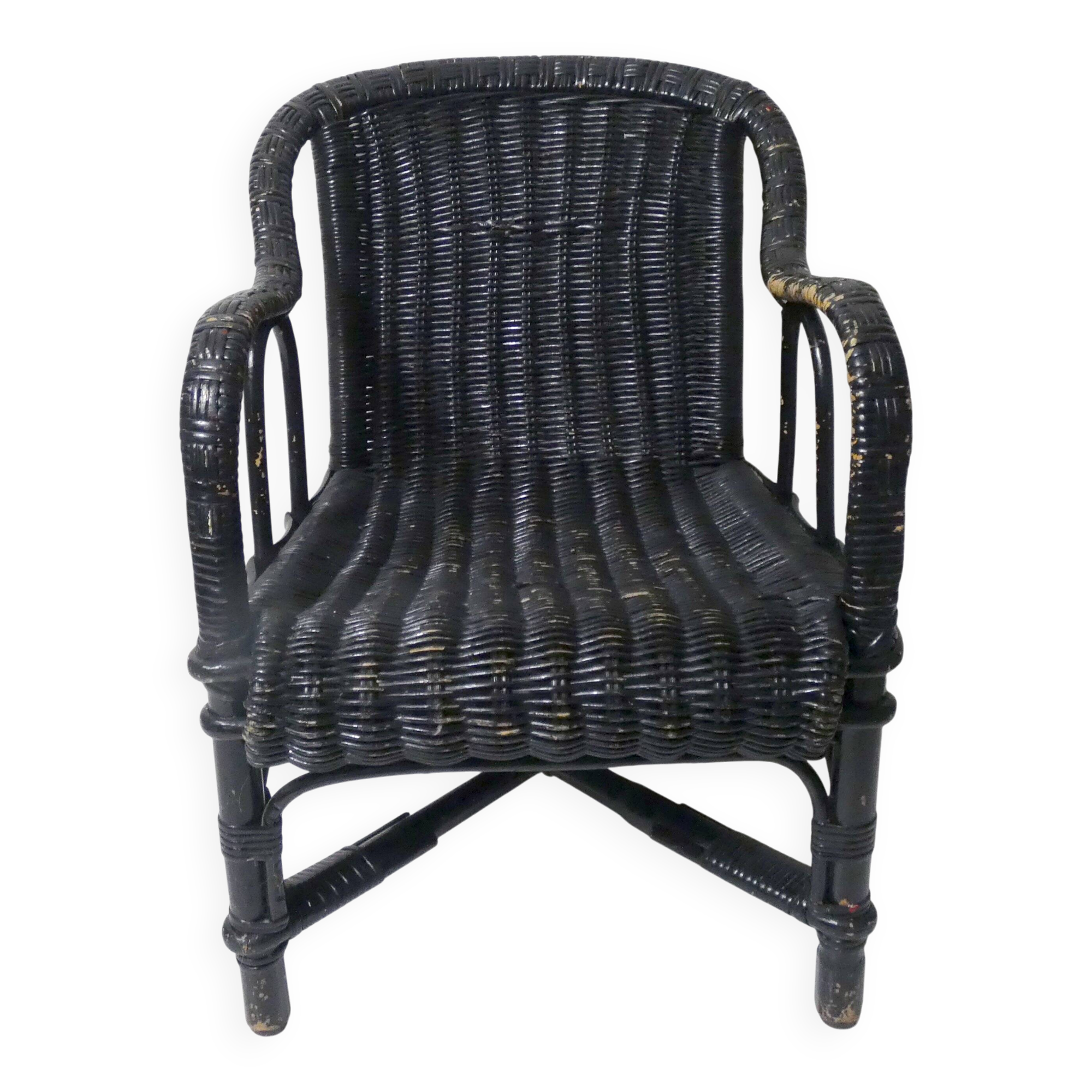 Vintage children's size rattan armchair