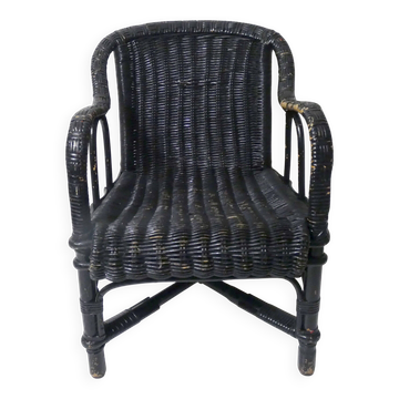 Ancien fauteuil en rotin taille enfant Vintage