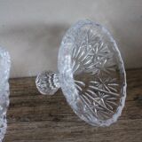 Sugar bowl, candy dish with chiseled glass and foliage