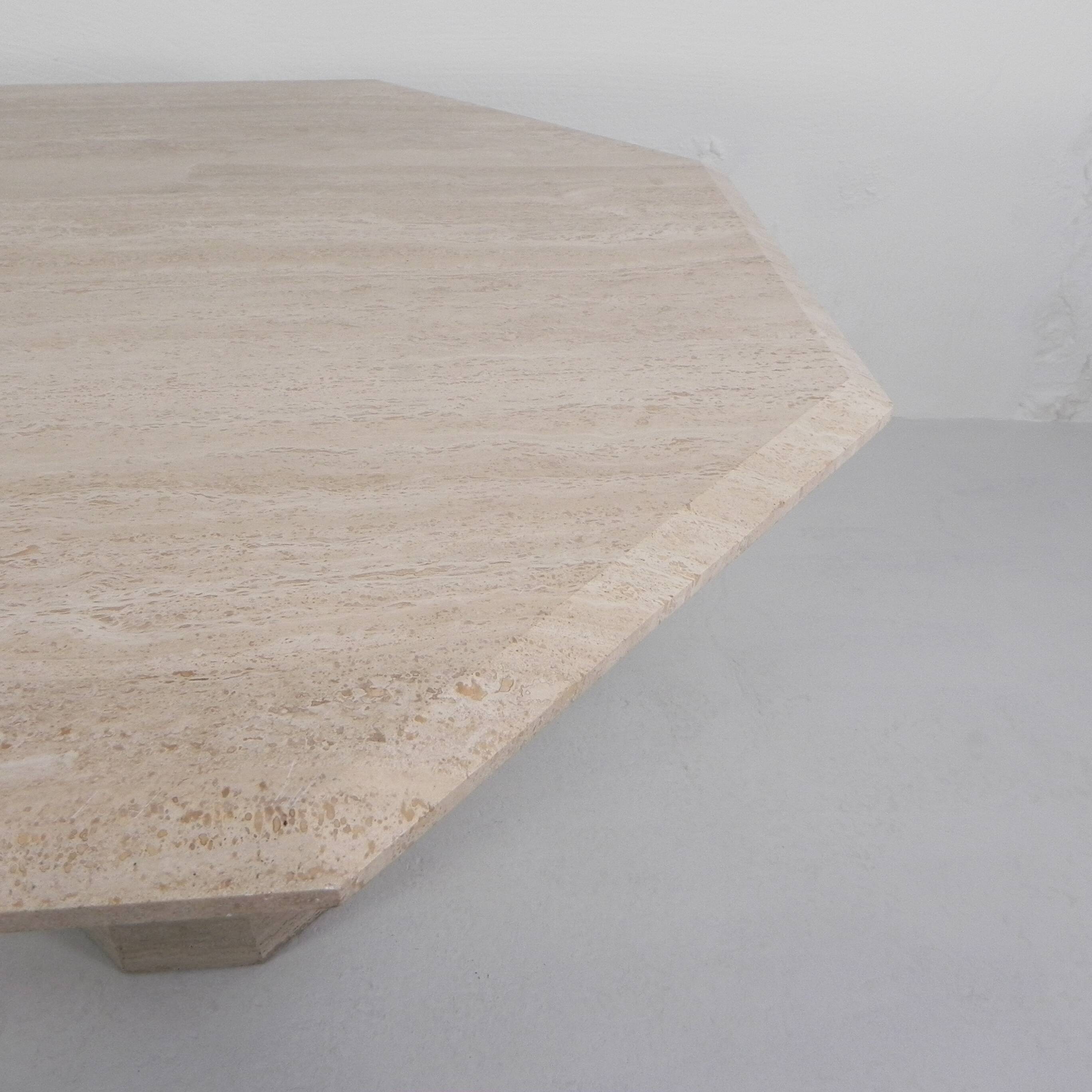 8-sided mid-century travertine dining table, 1970s