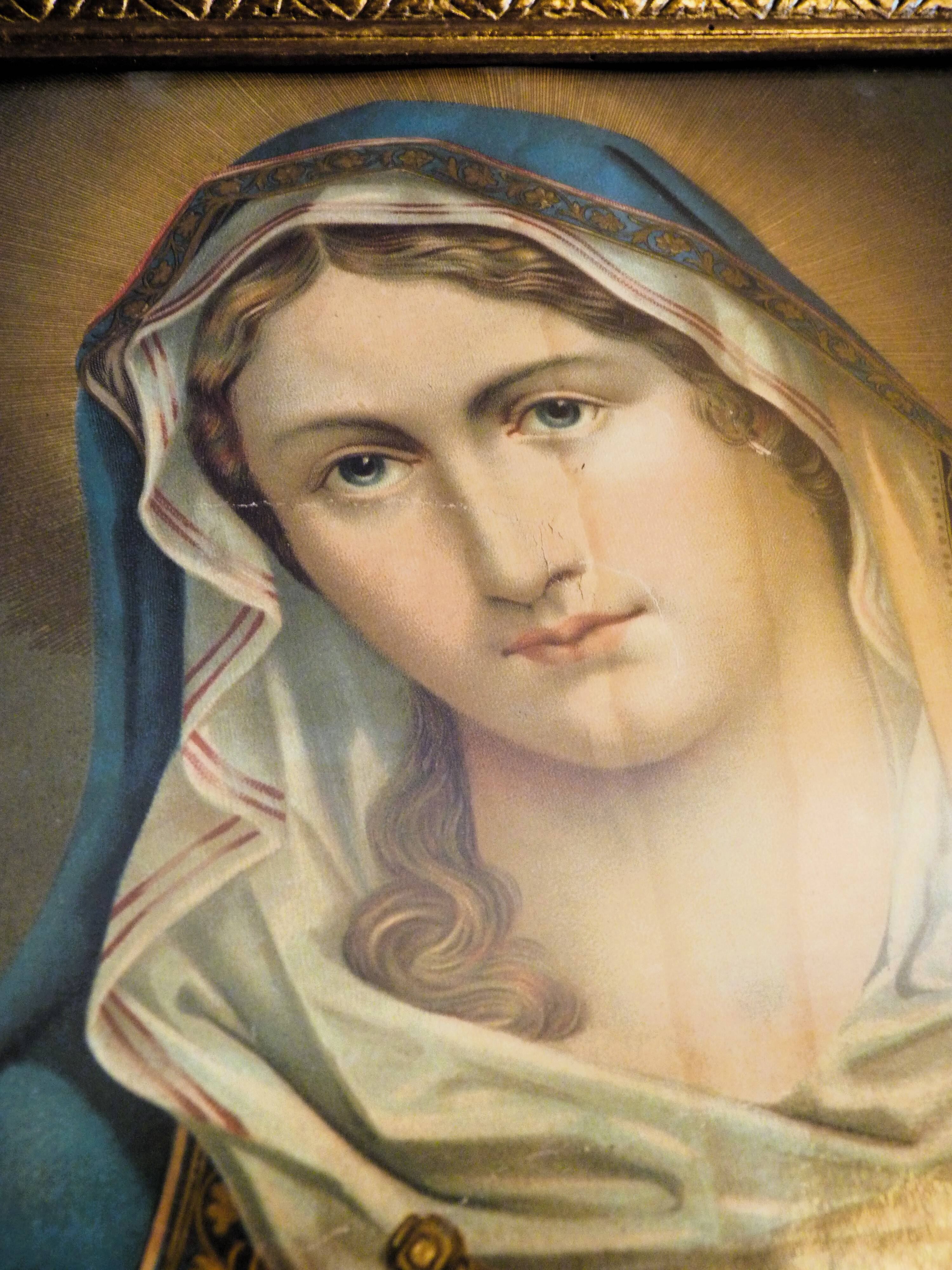 Painting Golden frame Virgin Mary immaculate heart