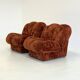 Vintage Italian Space Age armchairs in orange velvet