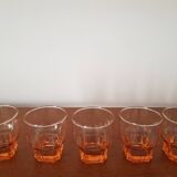 Set of 5 molded pink water glasses