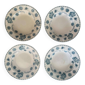 Deep plates Sarreguemines geranium model in blue 1900.