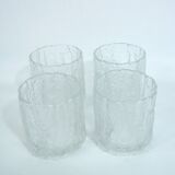 4 Hoya Mikasa Frostfire Molded Glass Whiskey Glasses, 1980s