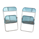 Pair of translucent blue chairs Plia design Giancarlo Piretti for Castelli, 1960.