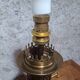 Neo-Victorian table lamp with pink opaline glass and brass – Vintage 1970s