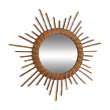 Vintage rattan sun mirror