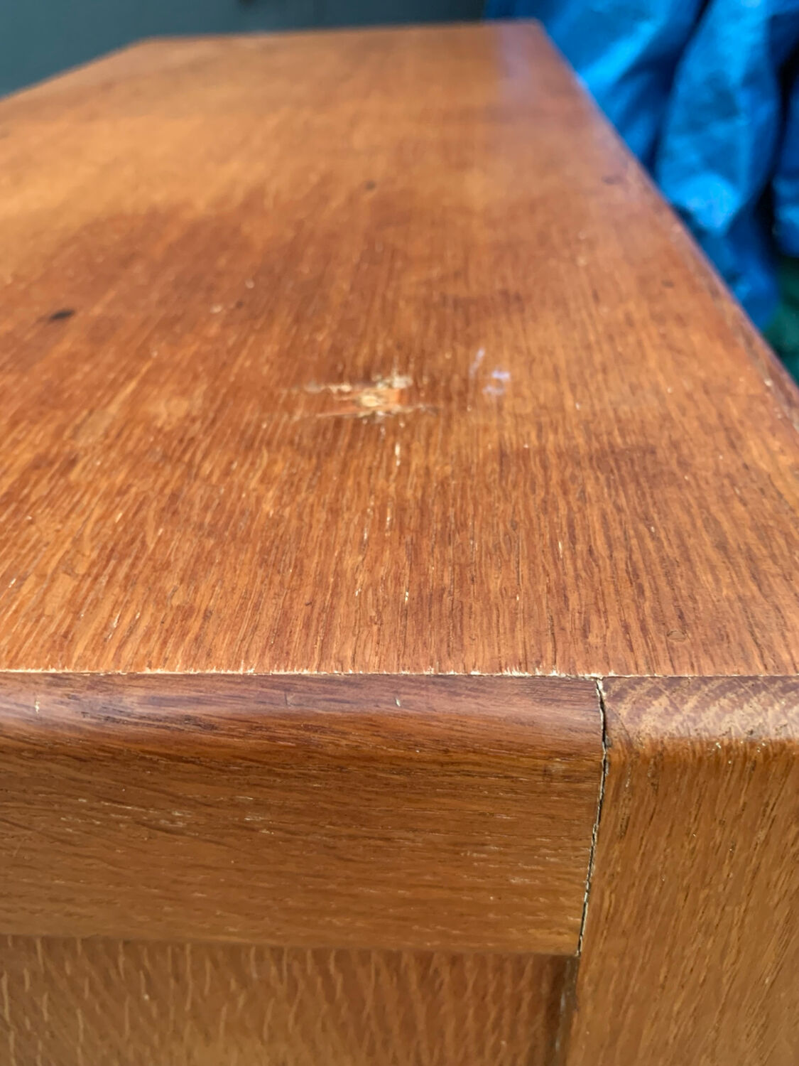 Antique oak tambour door filing cabinet, H120