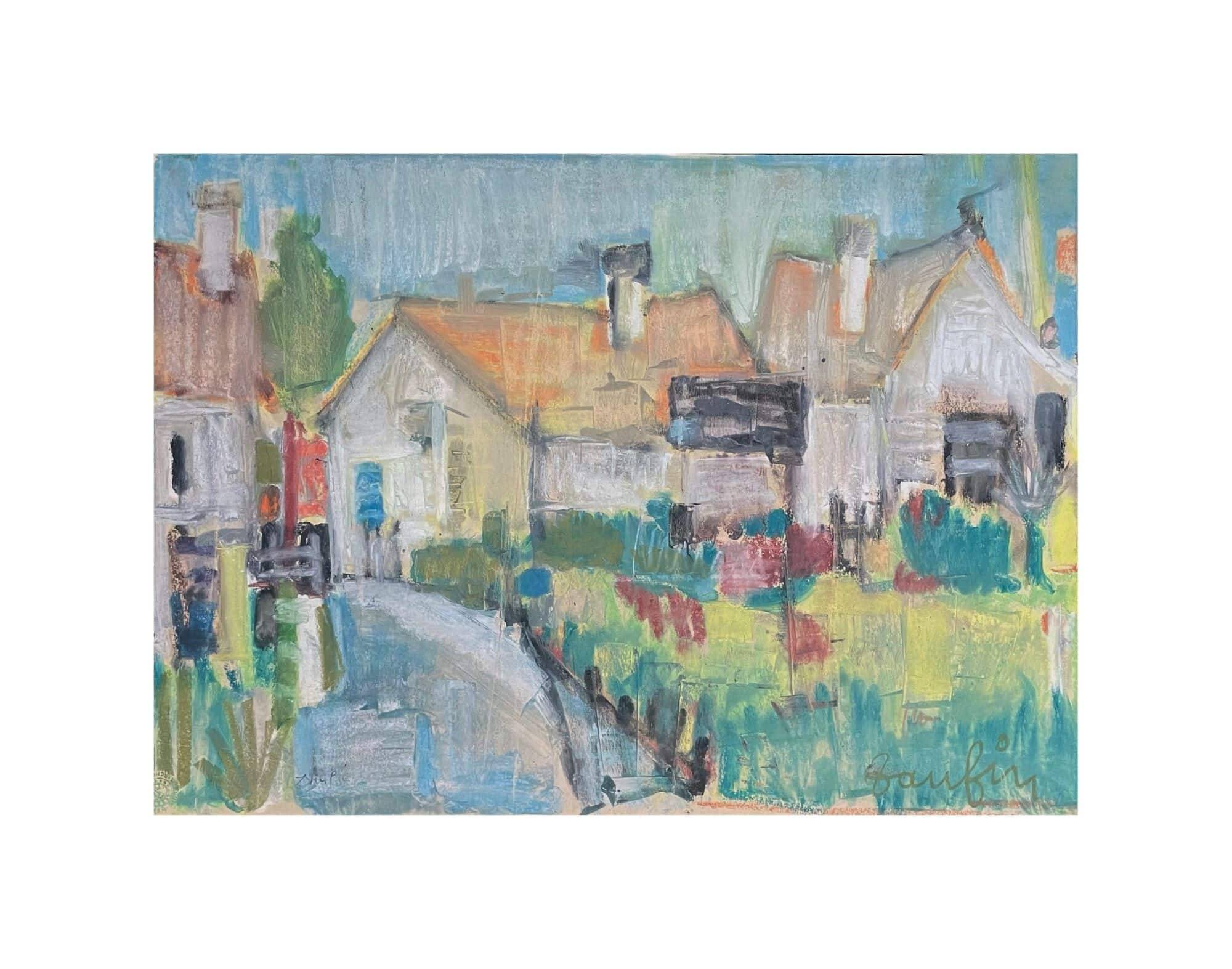 Painting, gouache and pastel chalk, Jacques Daufin, 1960s