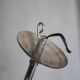 Art Deco pendant light, chrome metal suspension and glass globe, ceiling lamp.