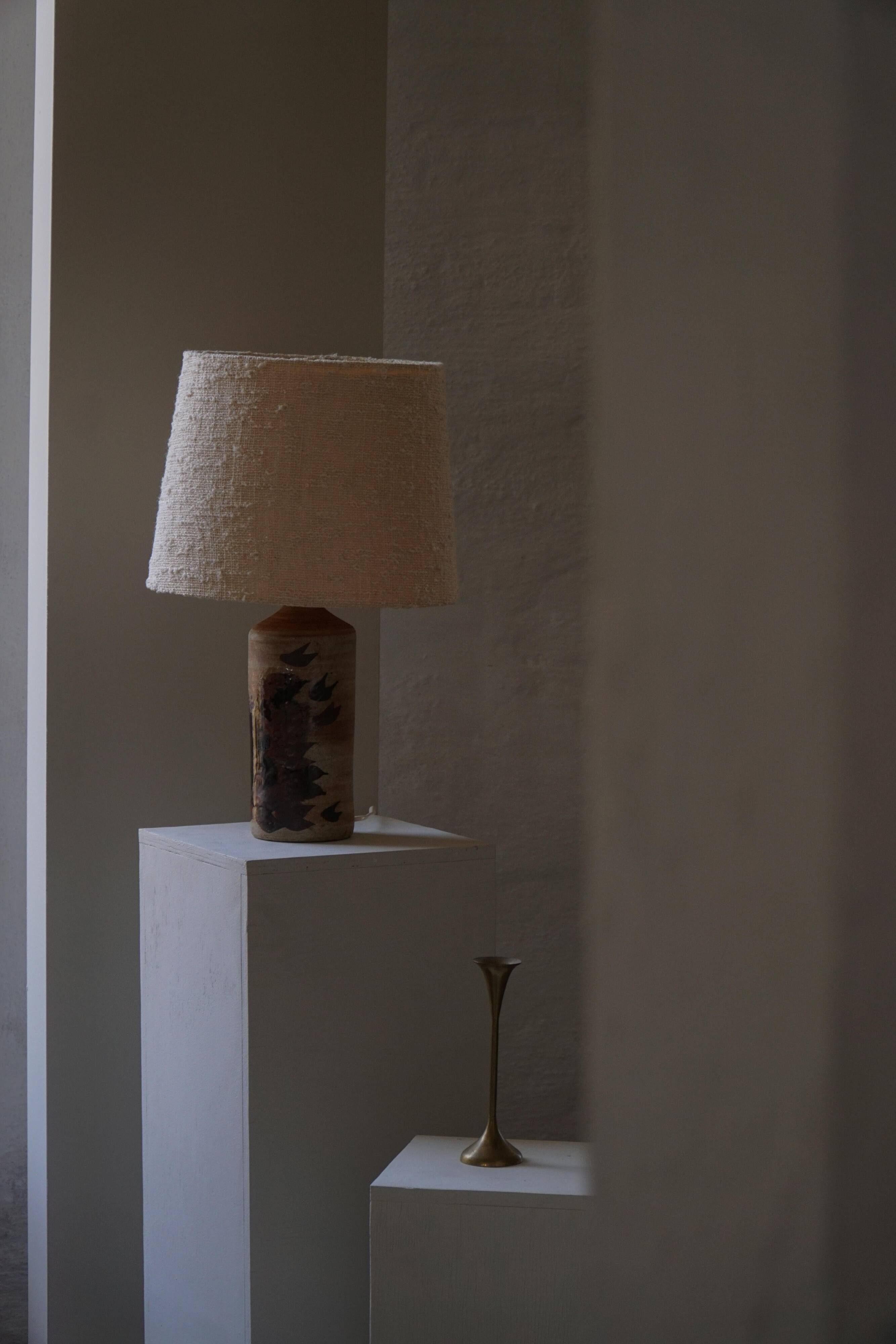 Lampe de table en grès de studio danois par Conny Walther, Danemark, milieu du 20e siècle