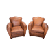 French Art Deco Style Leather Club Armchairs, 1950/60s
