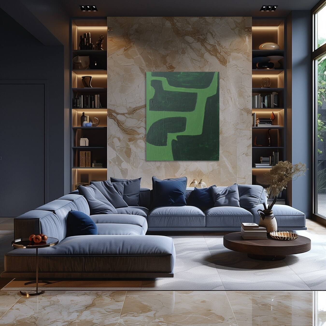 Organic abstract green on green 100x81cm