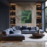 Organic abstract green on green 100x81cm