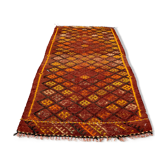 Vintage turkish mini kilim 100x51 cm shabby wool small kelim rug black,red