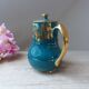 Old and rare green Sadler ceramic coffee maker with gold patterns, Vintage 1950 English coffee maker