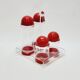 Condiment service oil vinegar salt pepper vintage plexi and red plastic