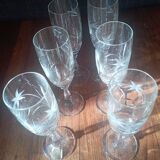 6 flûtes a champagne en cristal taillé main