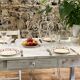 Farmhouse table 6 people white patinated in rectangular solid oak