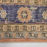 Orange & navy blue turkish vintage rug