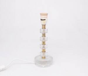 Orrefors crystal and brass table lamp for Vitrika