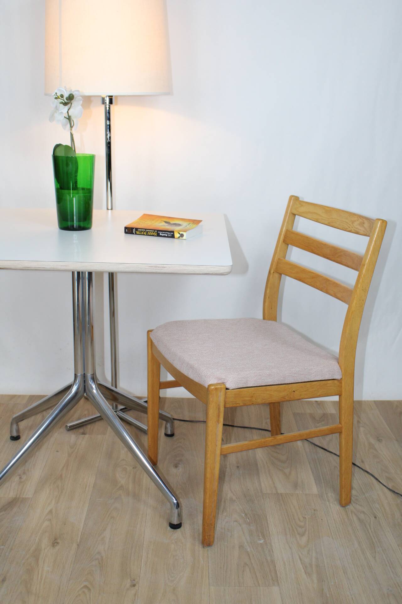 Vintage teak chair with pink top 1960 denmark