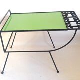 1960s side table with a lime green top, width 65.5 cm.