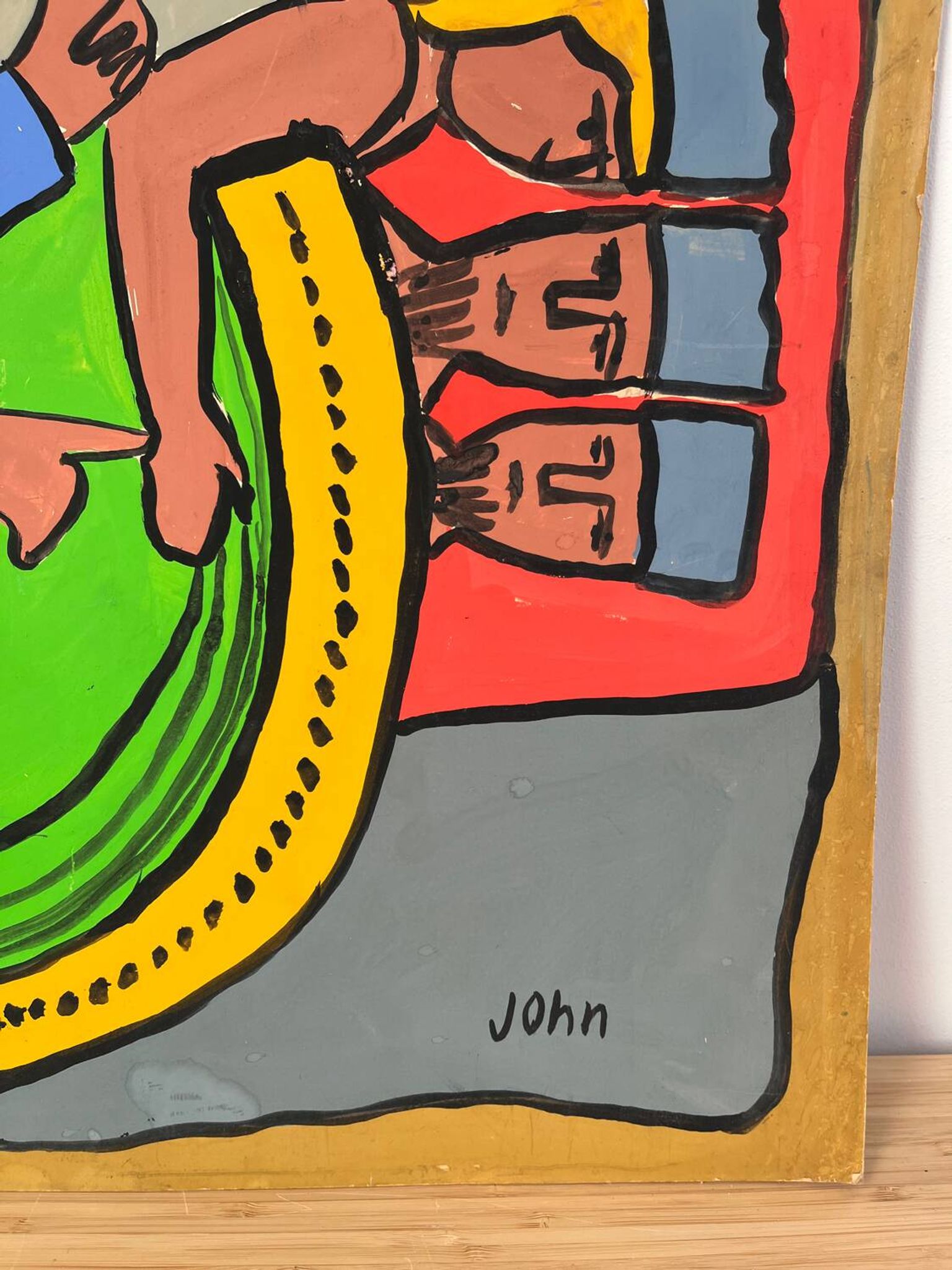 The angel Gabriel and the Magi, oil on paper signed John.