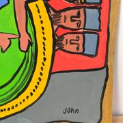 The angel Gabriel and the Magi, oil on paper signed John.
