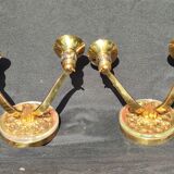 Pair of bronze and glass/neoclassical wall lamps