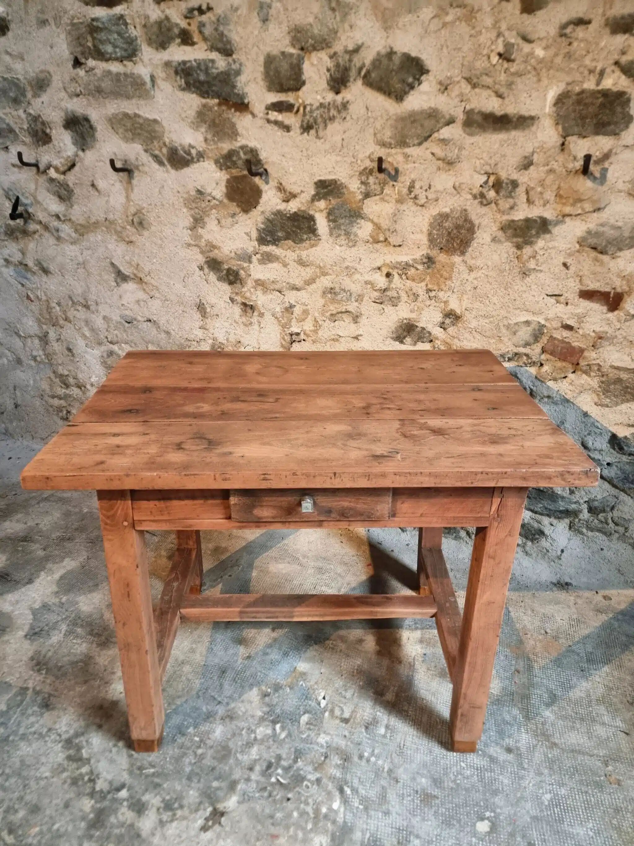 French antique writing desk / work table in cherry wood, 19th century