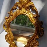 Miroir vintage doré en bois fabriqué en Italie