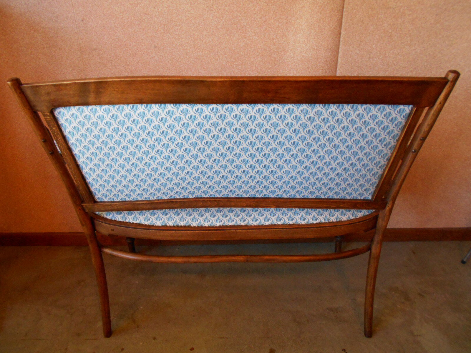 Curved wooden bench