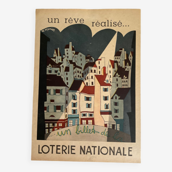 Affiche vintage, un billet de la loterie nationale, date 1941