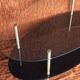 Table basse 1950-60 ovale 2 plateaux verre blanc et noir