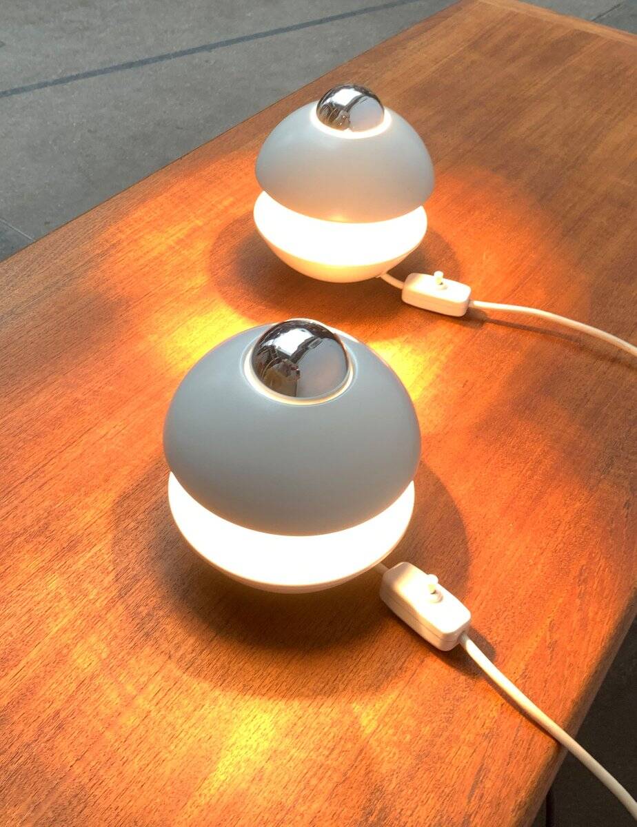 Table lamp or mushroom wall light from the German space age mid-century by Klaus Hempel for Kaiser Leuchten, 1970s, set of 2.