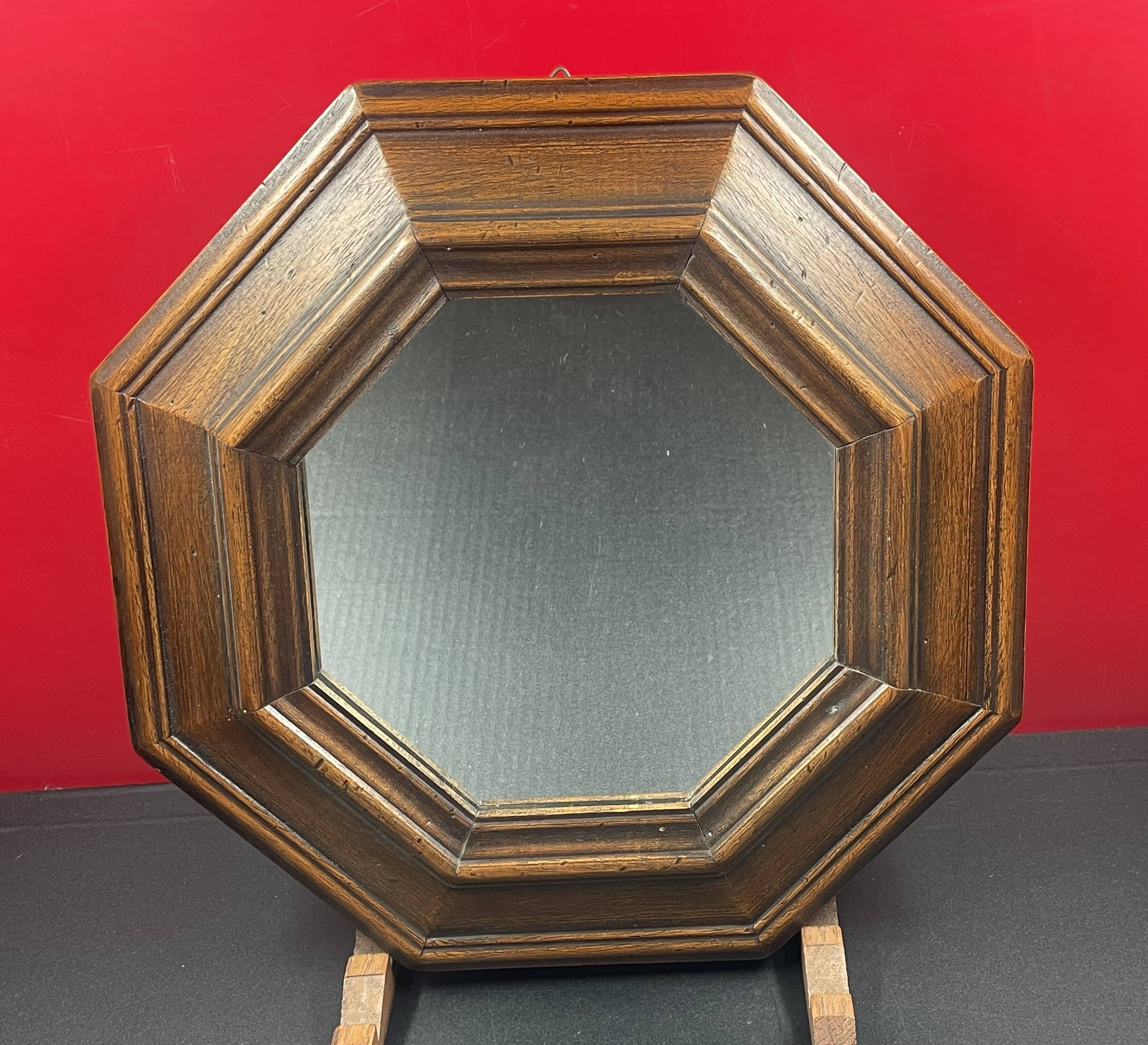 Rustic molded wood mirror 34 cm