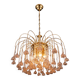 Vintage chandelier rain gold with handmade Murano glass pink flowers.