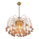 Vintage chandelier rain gold with handmade Murano glass pink flowers.