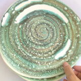 Lot of 7 plates Niderviller green celadon earthenware