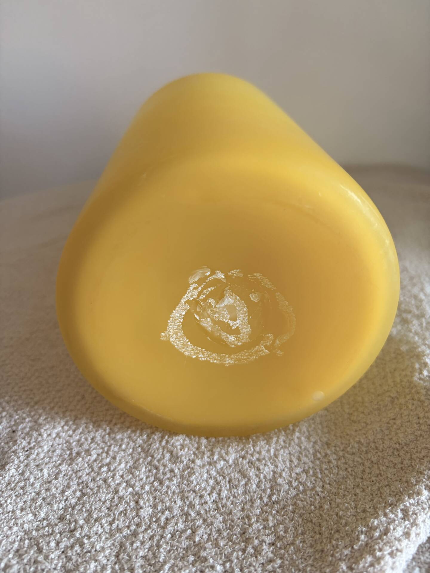 Vintage Hand-Blown Yellow Frosted Satin Glass Apothecary Vase - 1970s