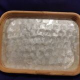 Vintage rattan and mother-of-pearl tray from the 60s